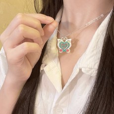 鴻利首飾廠 巴拉拉能量變身器項鏈 大餅少女心巴拉拉小魔僊鎖骨鏈, 綠色款【不銹鋼鏈條】, 1個