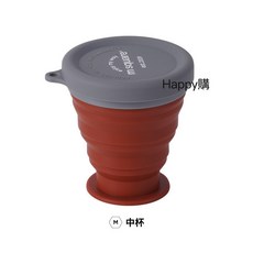 便攜矽膠折疊煮水壺 登山露營咖啡壺 防燙手把, 1個, 紅色折疊水杯200ml
