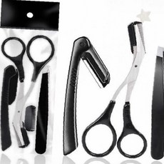 가정용 눈썹 손질 도구 세트 정리 가위 족집게 면도칼 체모 정돈 손질 키트, 1개, 화이트