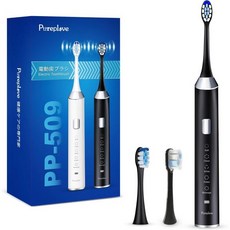 PP-700A-WHA 전동 칫솔 소닉 무음 42 000RPM 무선 충전 IPX7 방수 휴대용 살균기 5가지 모드 타이머 초고속 진동 낮음, Black (Model Number: Pp-509)