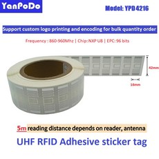 가장 습식 UHF RFID 태그 U9 칩 6C EPC Gen2 860 960MHz 접착 스티커 10, 1개