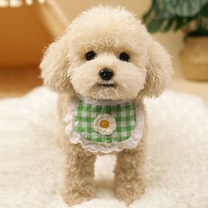 푸들 인형 애착 선물 생일 강아지 동물인형, 27CM, 스탠딩 애프리콧 - 그린 체크무늬 스카프, 1개