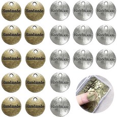 줄랜드 60PCS 수제 금속 태그 합금 펜 비즈 참 라벨 사인 DIY 보석 공예품 결과 선물 - 4mm 원형 실버 + 브론즈