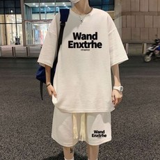 루미빈 남성 루즈핏 빅사이즈 레이어드 스타일 운동세트 반팔 반바지