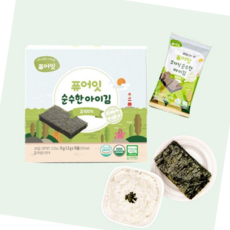이유식반찬 퓨어잇 오가닉 순수한 아이김 김100 유기농 아기반찬, 오가닉 순수한 아이김_김100(무조미김) 1팩