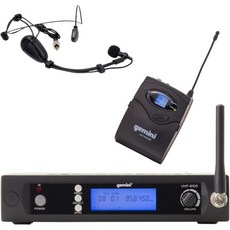제미니 사운드 UHF-6100HL 무선 마이크 시스템 - 256개의 가능한 주파수를 갖춘 UHF 수신기 헤드셋 및 라발리에 마이크 240피트 범위 LCD 디스플레이, Single Wireless Headset Mic Sy, 1개