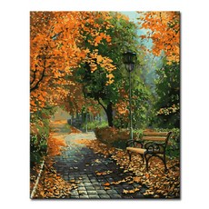 DIY캔버스페인팅 명화그리기 액자 그림 세트 유화 - 풍경 40x50, L152_가을연가, 1개