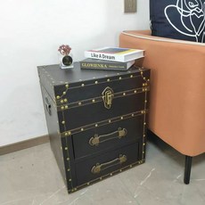 엔틱 낮은협탁 미니 선반 사이드 협탁 침대 옆 A 레트로 2단, 1개, C. 짙은 갈색 캐비닛