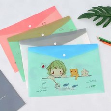 똑딱이화일 서류정리 일러스트 파일케이스 A4, 1개, 기본