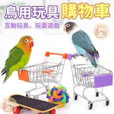 寵物小推車 迷你購物車 鸚鵡訓練玩具 倉鼠玩具 寵物手推車儲物車, 1個, 鳥玩具_購物車