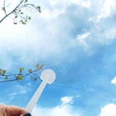 디자인월드 무지 투명 백색 만들기 손잡이 부채, 1개, 무지 투명패트 원형팬시