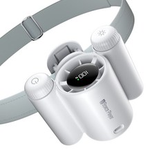 Space Player 무선 휴대용 선풍기 허리 벨트 100단 선풍기 조명등 다용도 등산용 골프용 낚시용 탁상용 클립형 선풍기 캠핑용 선풍기 아웃도어 유모차 선풍기, 화이트