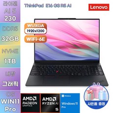 레노버 2025 씽크패드 E16 G3 AI 라이젠5 라이젠 200 시리즈, Black, 21ST0002KD, 1TB, 32GB, WIN11 Pro
