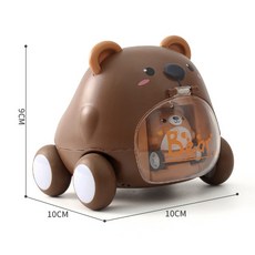 卡通萌寵彈射迴力車 動物迴力車玩具 新奇特玩具 迴力車 萌寵車 發射 玩具 動物車子 造型玩具, 1個, 咖色 小熊車（袋裝）