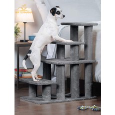 超高狗狗樓梯階梯泰迪小型寵物梯子貓狗上床上沙發折疊小爬梯狗梯, 1個, 米色,四層40x65x75cm