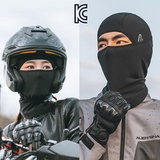 ASTO 1+1 남여공용 고탄력 라이크라 기모 바라클라바 겨울 방한 넥워머, BLACK + BLACK