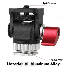 미니 모니터 마운트 삼각대 헤드 콜드 슈 어댑터 카메라 장착용 플래시 마이크 LED 필 라이트 1/4 인치, 01 CHINA