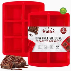 월포스 미니 실리콘 브라우니 팬 - 2피스 6구 논스틱 사각 베이킹 콘브레드 머핀 및 케이크 BPA 프리 식기세척기 사용 가능, 1 2pcs Brownie Pan