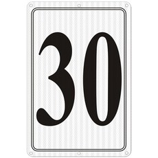 i-CowFun 프리미엄 반사 금속 번호 표지판 1 - 알루미늄 12인치 X 8인치 주차 공간 실외 대형 바닥 도크 코트 통로 필드 페이드 없음 내후성, Reflective Number Signs 30, 1개