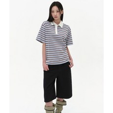 무신사 스탠다드 MUSINSA STANDARD WOMAN 우먼즈 멀티 스트라이프 반소매 럭비 셔츠 [스카이 블루] MWFTS5B20-SB 218865