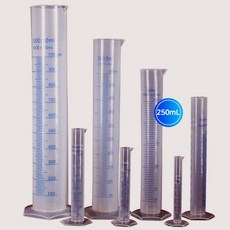 학교 실험용 플라스틱 메스 실린더 250mL 눈금실린더 실험교구 투명실린더, 상세페이지참조, 메스실린더250mL