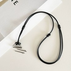 워치 목걸이 스트랩 호환 줄 20mm 블랙실버, 자이량 22mm 커넥터, 블랙 스 로프 실버 커넥터 링