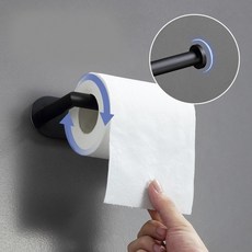 화장실 휴지걸이 무타공 벽부착 스테인리스 욕실 두루마리 홀더 간편설치, 블랙, 1개, 블랙