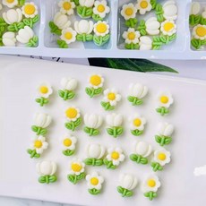 미니 화이트 데이지 꽃송이 플라워 초콜릿 봄꽃 케이크 디저트 데코 장식 84개입, 옵션 01