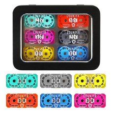 SIXPIONTS 6피스 라이프 카운터 하트 심볼 스케일 패턴 카운터 메탈 박스 포함 Magic The Gathering Commander Deck LCG/RPG/D&D, 6개/박스 색상-B