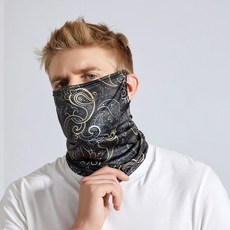 戶外輕薄透氣魔術頭巾兩條裝】速乾護頸防曬面罩女遮臉防風圍脖, 字紋黑色（掛耳款）, 1個