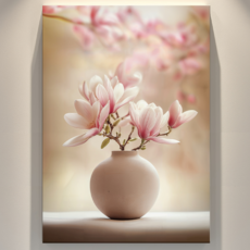 [인메이블] 복들어오는 목련 달항아리 6종 꽃 그림 힐링 풍수 인테리어 거실 개업 카페 선물 금전운, 01.KM-환상목련, 포스터+메탈액자 [화이트], 1. 03호[27.3x19cm]