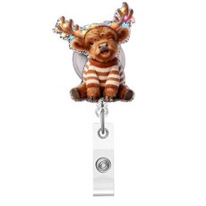 크리스마스 배지 릴 ID 카드 배지용 귀여운 소 아크릴 배지 재미있는 소 텔레스코핑 접이식 배지 홀더 악어 클립 액세서리 간호사 의료 종사자 간호 학생 교사용, Style30