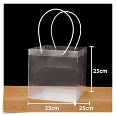 PVC 쇼핑백 흰색 정사각 25x25x25cm 긴손잡이 선물용, 1봉