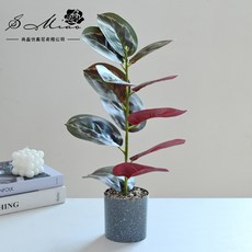 嘉義直發 仿真綠蘿葉龜背葉盆栽，仿真植物小盆景，家居客廳桌面裝飾仿真綠植擺件, 2024240-C（塑料花盆）, 1個