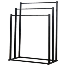 三層獨立式毛巾架，浴室收納好幫手，簡約時尚設計，免鑽孔安裝, 浴巾架 黑色, 1個