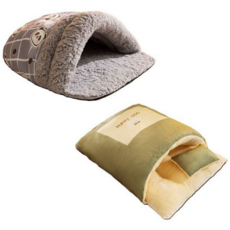 고양이 집 포근 강아지 보금자리 반려동물 하우스 휴식처 은신처 침대 쿠션, 오렌지 S