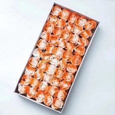 情人節禮物首選：桃園熱銷三層仿真香皂玫瑰花束，浪漫香氛，持久保存, 1個, 日落玫瑰花頭一盒50朵 送花桿, 日落玫瑰花頭一盒50朵 送花桿