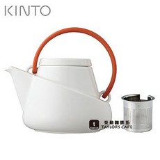 【TDTC 咖啡館】 KINTO RIDGE teapot 潤沏茶壺 & 不銹鋼濾網, 1個, 橘紅, 450ml