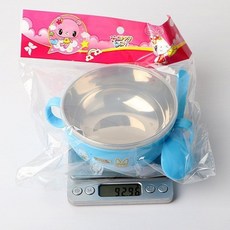 不銹鋼兒童碗雙手柄帶蓋子寶寶卡通隔熱保溫碗帶勺子, 1個, 如圖所示1808, 藍色印花碗+蓋+勺【350毫升】