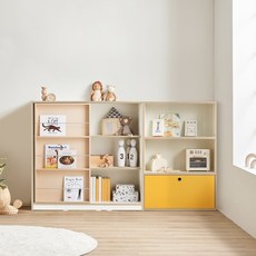리바트 꼼므 키즈 1200 슬라이딩+800 책장, 블루(수납박스 별도)