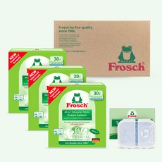 Frosch 小綠蛙 德國多合一洗碗機清潔錠 青檸檬 30入 共3盒+切割盒套組, 3個青檸檬+切割盒