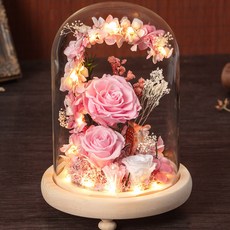 永生花玻璃罩 創意香皂花禮物, 相濡以沫【粉色】, 相濡以沫【粉色】