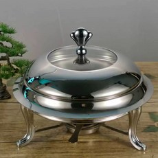 오브유 팡쿠 호텔 뷔페 차핑디쉬 챠핑디쉬 원형 보온 뷔페그릇 워머 식기 웨딩홀 부페 스테인레스, 1개, M. 귀 없는 실버 18cm 내경