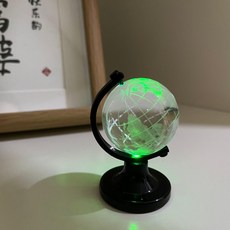 투명 크리스탈 지구본 소형 방꾸미기 인테리어 소품, 블랙 크리스탈  조명 포함
