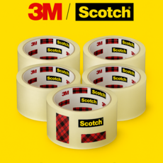 3M 스카치 박스테이프 48mm x 50m /투명 강력 접착 포장용 테이프 습기저항 무취 아크릴 점착제 택배 포장 밀봉 박스 테이프 Scotch packaging Tape, 투명, 5개