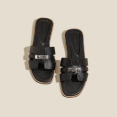 다나모인 여성 가죽 뮬 샌들 슬리퍼