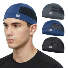 CoolMate 쿨링 스컬 캡 헬멧 라이너 사이클링 오토바이 및 안전모를 위한 통기성 메시 남성 및 여성용 스트레치 라이너 07. 블랙/그레이/네이비 (3)