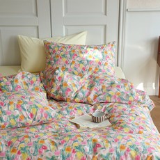 全棉復古小清新四件套 親膚純棉簡約風床單被套床笠, 紅茶（枕套花色）,1.2m床三件套-床單款（被套160*2