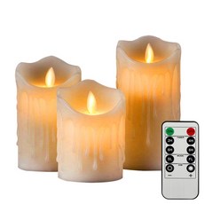 인테리어캔들 3 Pcs 깜박임 Flameless 기둥 LED 촛불 원격 야간 조명 Led 왁 스 빛 부활절 웨딩 장식, 기타, 01 기타