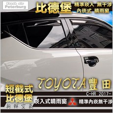 比德堡崁入式晴雨窗【崁入式-短截式】豐田TOYOTA C-HR 2017年起 專用 遮陽擋雨, 1個, 前窗兩片